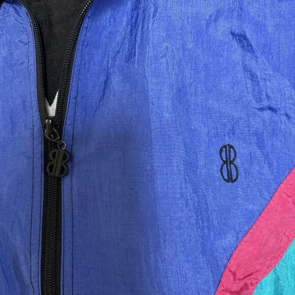 Vtg Bill Blass Windbreaker Jacket Mens L  Retro Colorblock Parachute Nylon 90s - Picture 5 of 8